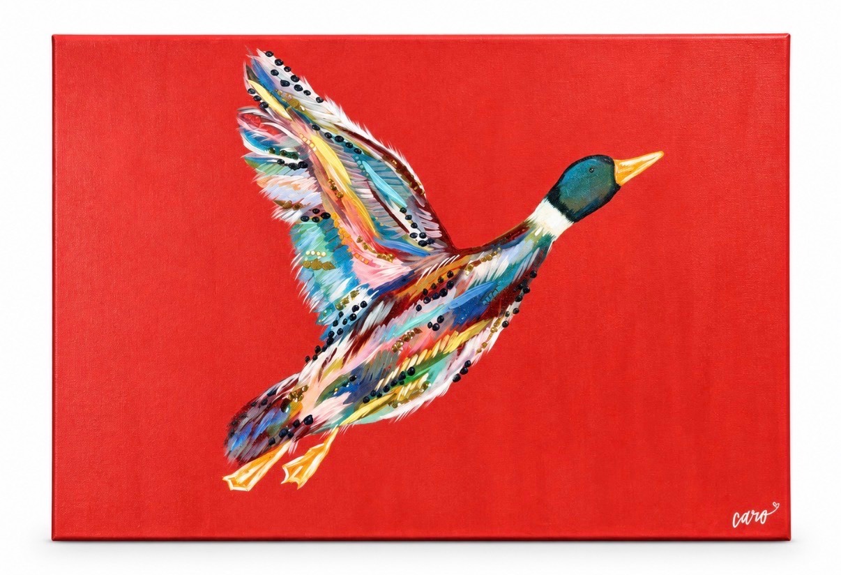 Jeweled mallard on red