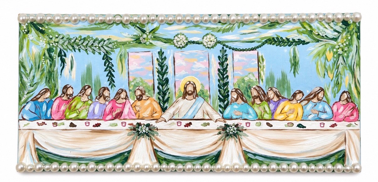 The Last Supper — Blue — original canvas art by Caroline