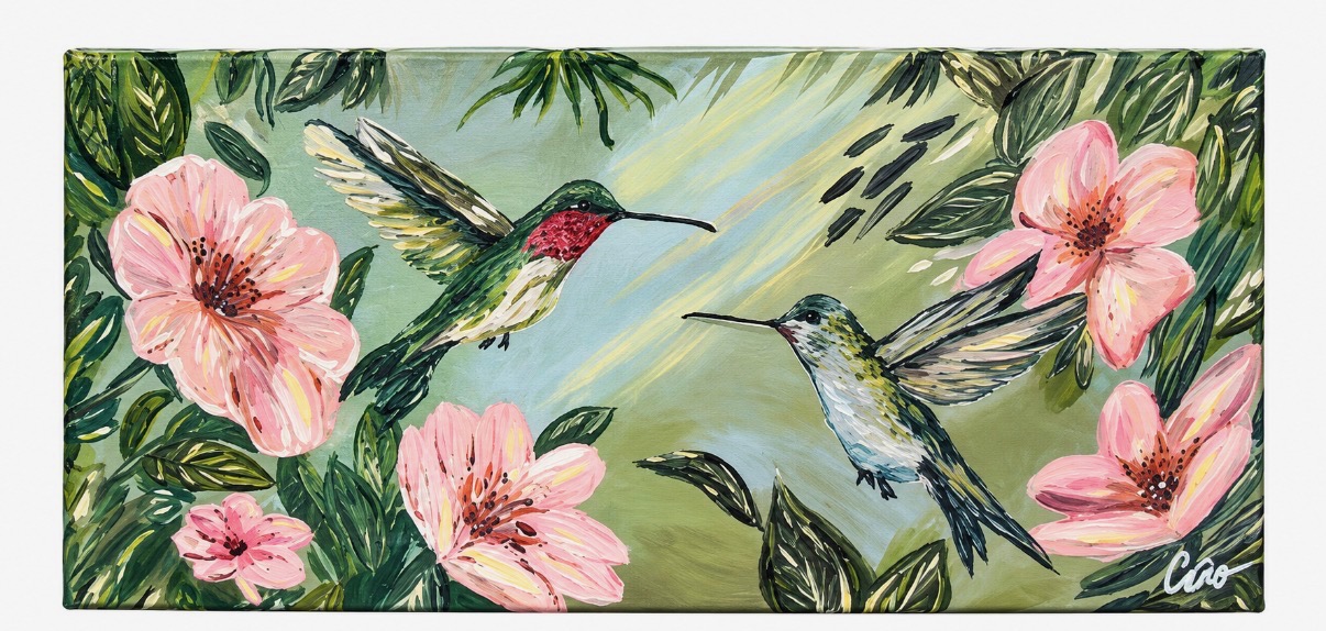 Sweet Hummingbirds — original canvas art by Caroline