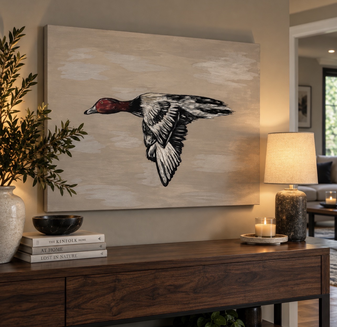 Redhead Drake — original canvas art by Caroline